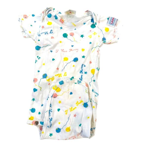 Vintage Baby Girl Onesie Lot 80/90s Kawaii Cat Print Footie Pajamas Balloons USA - Picture 4 of 8